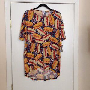 XS Lularoe Irma Top Hot Dogs C04 37